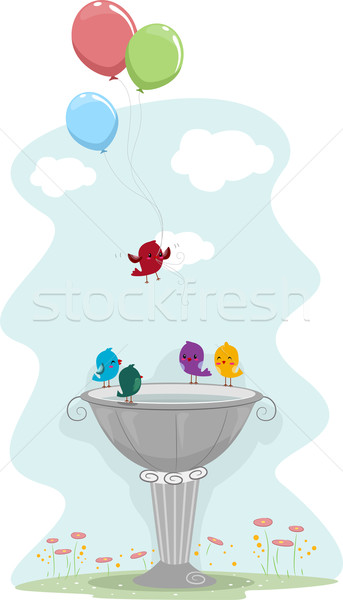 Bird Carrying Balloons Stock photo © lenm