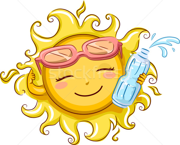 Sonne halten Flaschenwasser Illustration Wasser Design Stock foto © lenm
