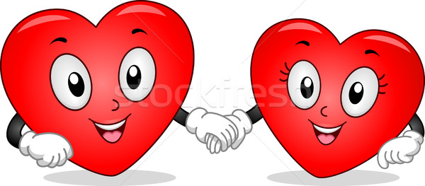 Coeur couple mascottes mascotte illustration amour Photo stock © lenm
