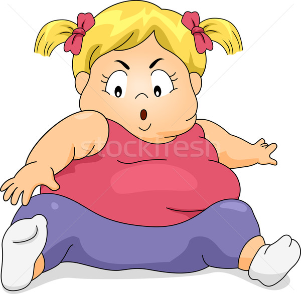 Obez copil ilustrare fată exercita Imagine de stoc © lenm