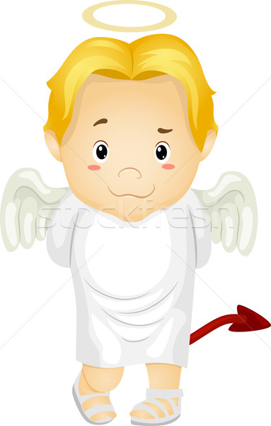Devil-Tailed Angel Boy Stock photo © lenm