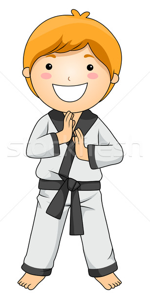 Karate fiú küzdősportok póz vágási körvonal gyermek Stock fotó © lenm