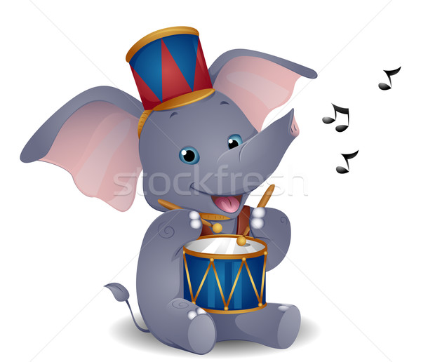 Elefante batería música Cartoon cute Foto stock © lenm