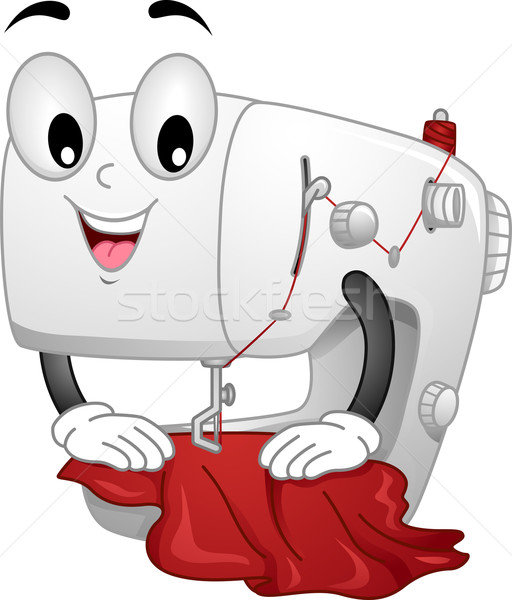 швейные машины талисман иллюстрация швейных кусок ткань Сток-фото © lenm