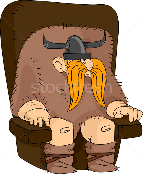 Viking vezető illusztráció ül szék férfi Stock fotó © lenm