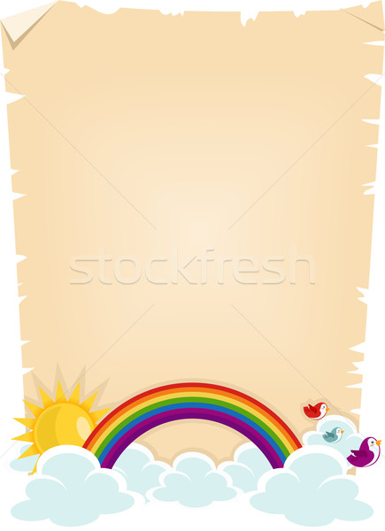 радуга бумаги иллюстрация кусок украшенный облака Сток-фото © lenm