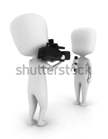 [[stock_photo]]: Journaliste · 3d · illustration · homme · vivre · rapport · nouvelles