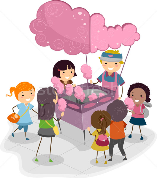 Bumbac bomboane copii ilustrare cumpărare fată Imagine de stoc © lenm