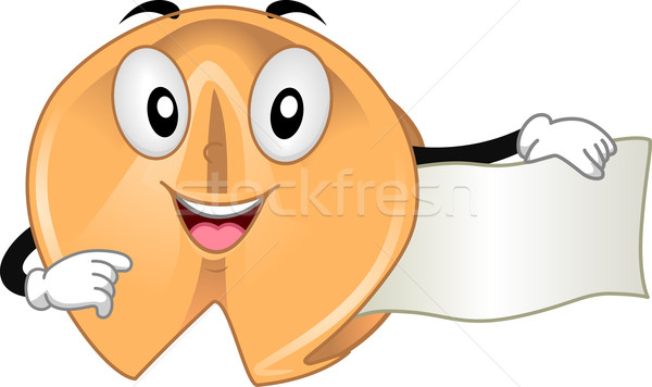 Fortune cookie maskotka ilustracja cartoon wektora clipart Zdjęcia stock © lenm