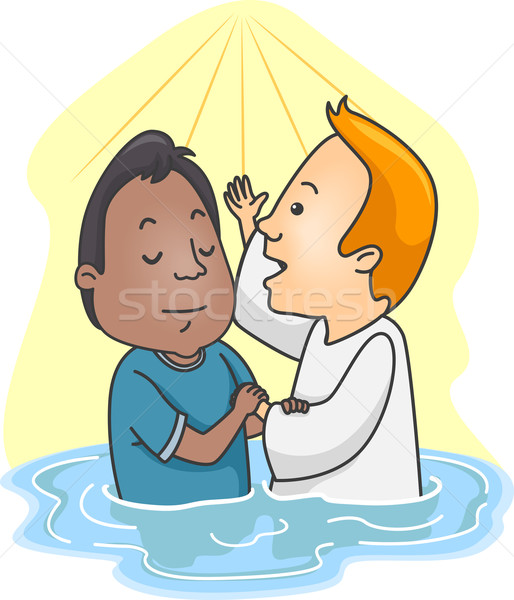 Apă botez ilustrare om râu religie Imagine de stoc © lenm