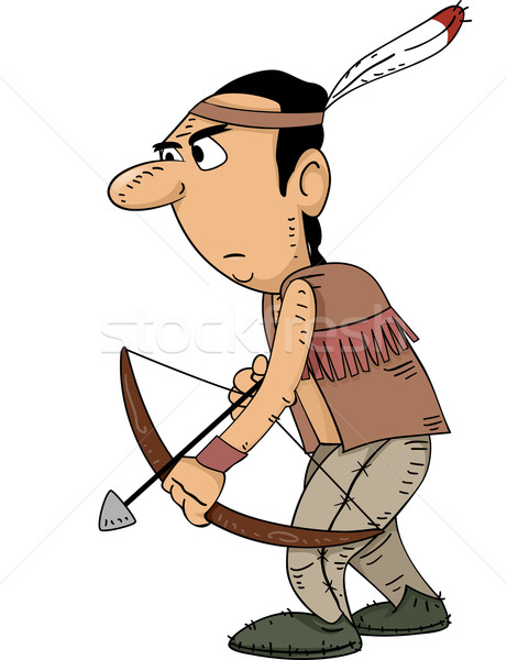 Ureinwohner Jäger Illustration Mann halten Stock foto © lenm