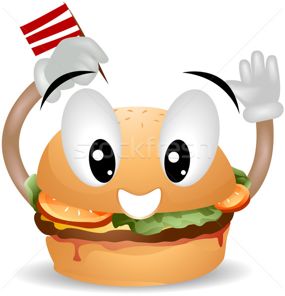 Hamburger fericit faţă desen animat obiect Imagine de stoc © lenm