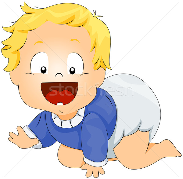 Baba kúszás vágási körvonal gyermek gyerek mosolyog Stock fotó © lenm