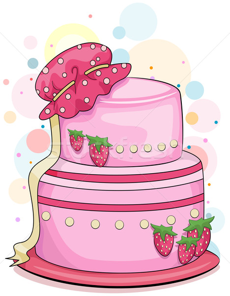 草莓蛋糕 插图 婴儿 生日 蛋糕 草莓 商业照片 lenm
