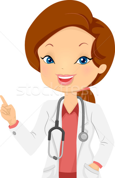 Fille médecin point illustration Homme doigt [[stock_photo]] © lenm