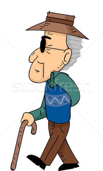 Starszy człowiek chodzić ilustracja senior Zdjęcia stock © lenm