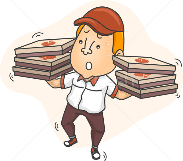 Pizza Delivery Man Balancing Boxes Stock photo © lenm