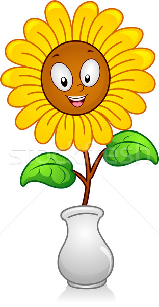 Blume Illustration gelbe Blume Blumenvase glücklich Sonnenblumen Stock foto © lenm