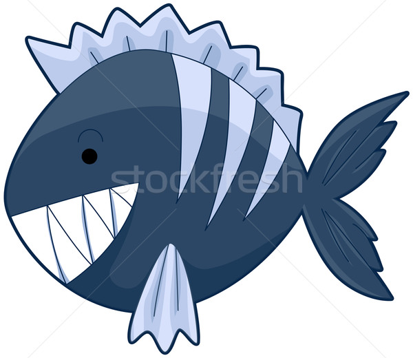 Piranha peşte sub apă animal desen animat Imagine de stoc © lenm