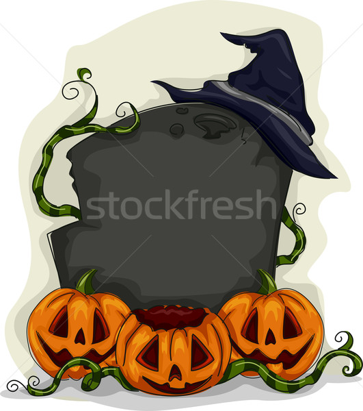 Halloween Tombstone Frame Stock photo © lenm