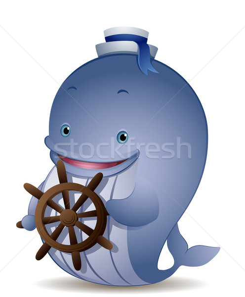 Wielorybów sztuki łodzi cartoon cute Zdjęcia stock © lenm