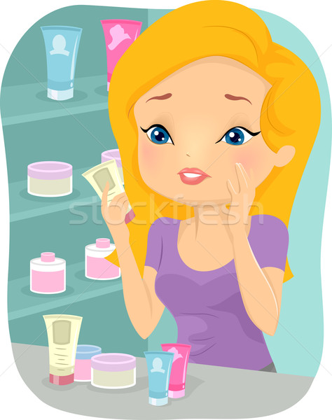 Girl Confused With Facial Products Stock photo © lenm