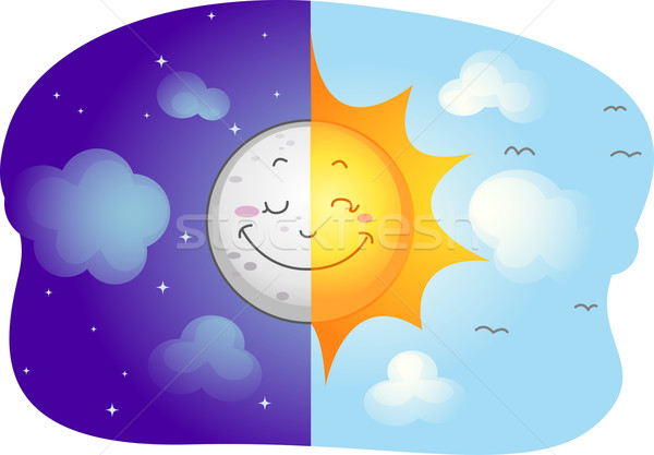 太陽 月亮 插圖 顯示 向量 孤立 商業照片 © lenm