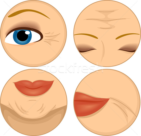 Girl Face Wrinkles Icons Stock photo © lenm