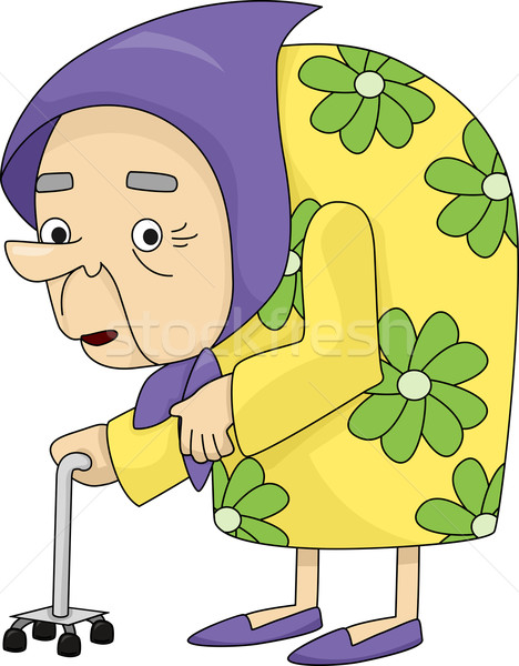 Oude dame osteoporose illustratie beneden vrouw ouderen Stockfoto © lenm