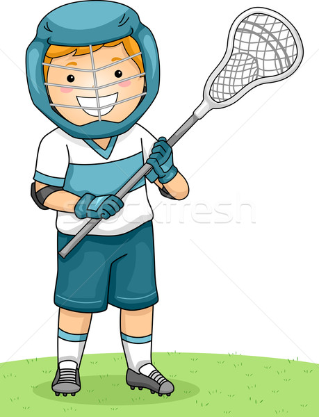 Lacrosse jongen illustratie versnelling sport kid Stockfoto © lenm