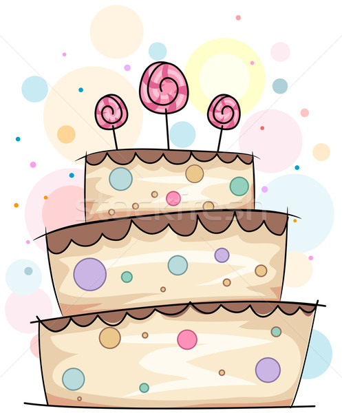 Torta firka illusztráció réteges cukorka születésnapi torta Stock fotó © lenm