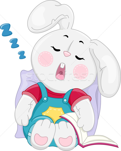 Speelgoed konijn slapen illustratie Open boek Stockfoto © lenm