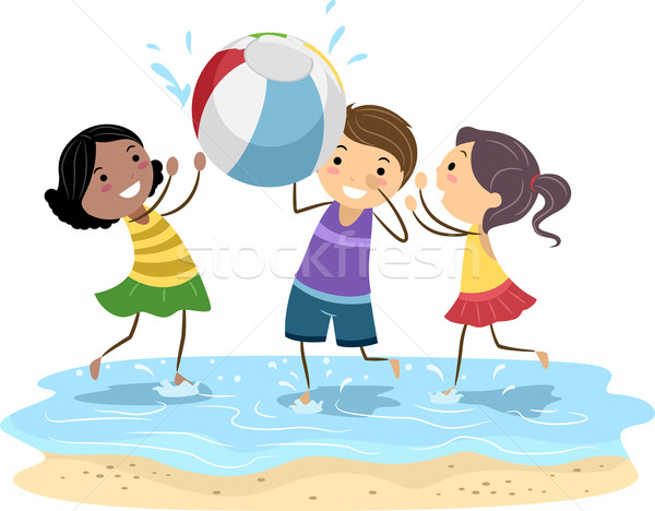 Bola de praia ilustração crianças brincando criança verão areia Foto stock © lenm