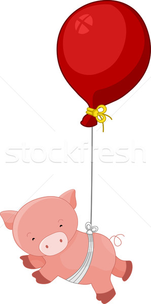 Lebeg disznó léggömb illusztráció piros terv Stock fotó © lenm