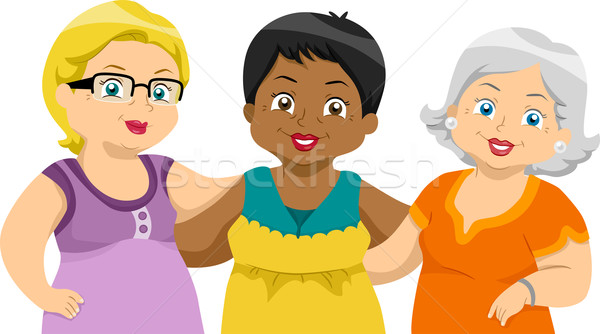 Prietenii ilustrare doamnă vârstnici rasă Imagine de stoc © lenm