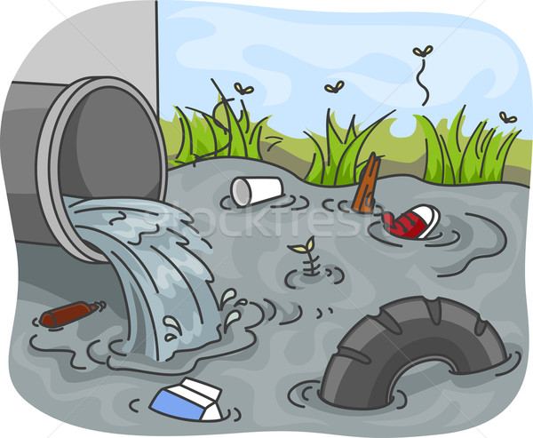 промышленных отходов воды загрязнения иллюстрация завода Сток-фото © lenm
