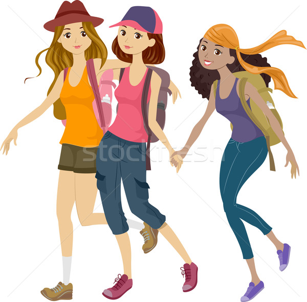 Montañismo adolescentes ilustración grupo viaje Foto stock © lenm