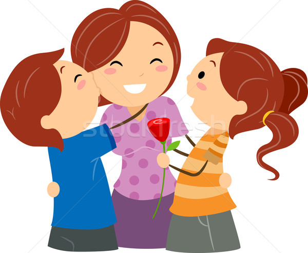 Moeders dag illustratie kinderen groet moeder Stockfoto © lenm