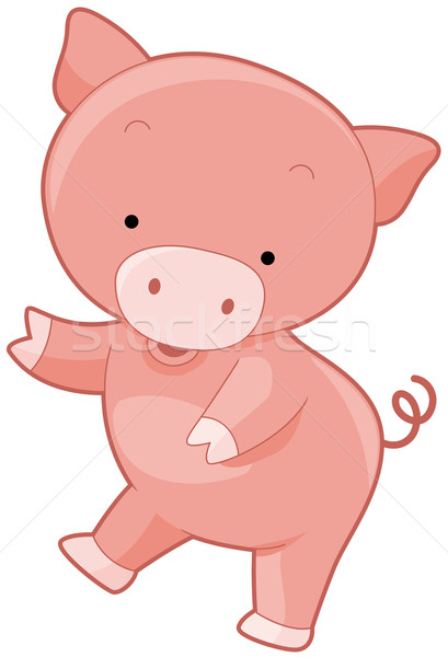 Stock foto: Cute · Schwein · Karikatur · stehen · Illustration