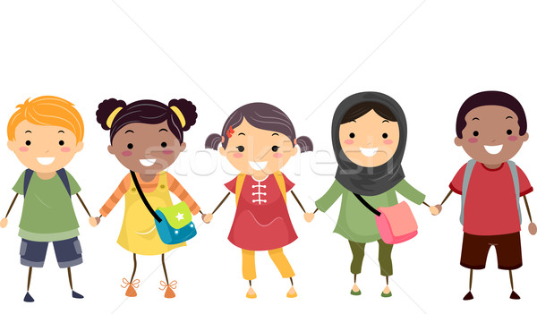 Stickman Kids School Diversity Stock photo © lenm