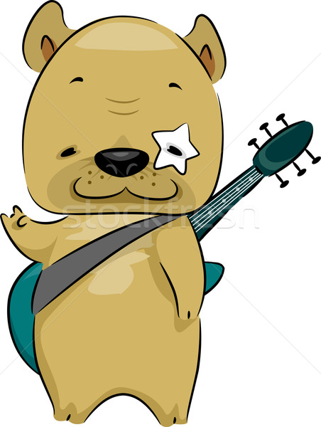 Rock illustratie schommelstoel hond muziek gitaar Stockfoto © lenm