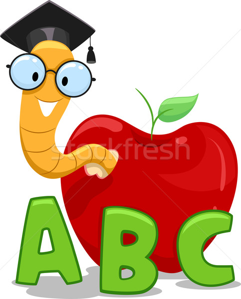 Könyvmoly diplomás illusztráció kukac visel érettségi Stock fotó © lenm