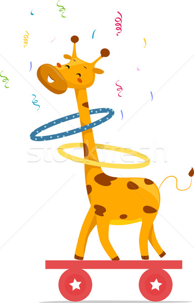 Circus Giraffe playing Hula Hoops Stock photo © lenm