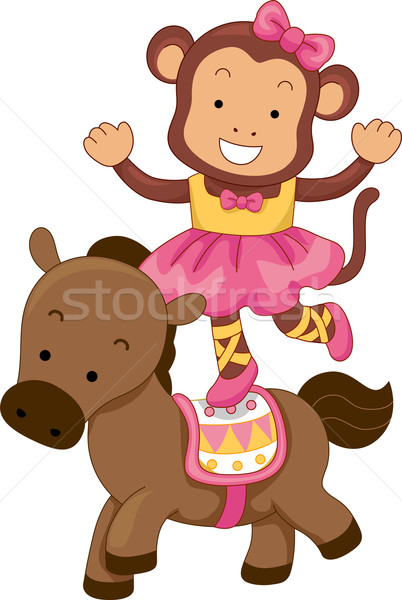 Circus Monkey Balancing on a Horse Stock photo © lenm