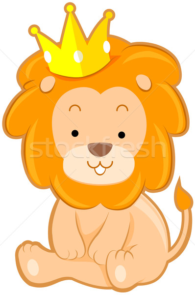 Cute lion couronne jungle animaux Photo stock © lenm