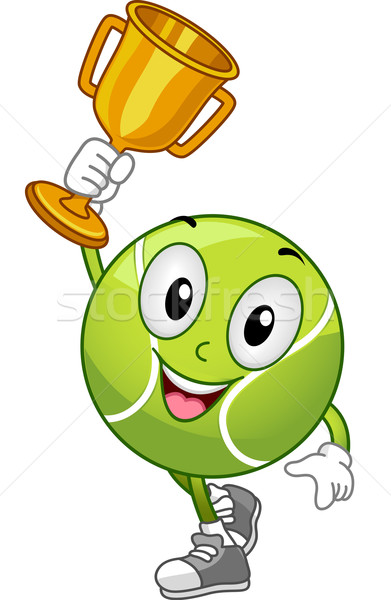 Trawnik piłka tenisowa maskotka ilustracja złota Zdjęcia stock © lenm