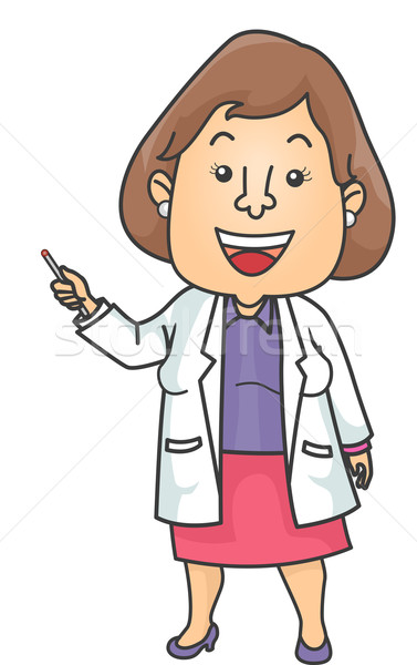 Dziewczyna lekarza prezentacji ilustracja lab coat kobieta Zdjęcia stock © lenm