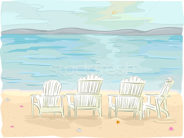沙灘椅 插圖 背景 海星 放寬 商業照片 © lenm
