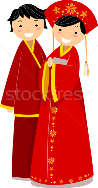 Çin çift örnek yeni evli kadın evlilik Stok fotoğraf © lenm