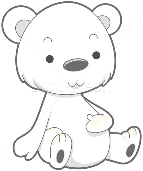 可愛 白熊 漫畫 坐在 孤立 商業照片 © lenm
